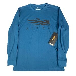 Sitka Gear Mens Icon Long Sleeve Shirt Blue M Logo Pima Cotton Hunting Outdoor